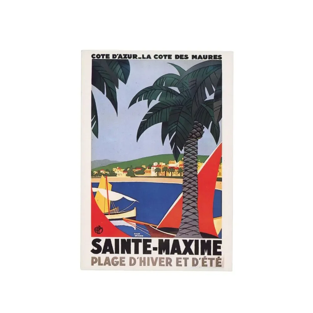 Sainte Maxime French Travel Poster Postcard Art Deco Cote d'Azur